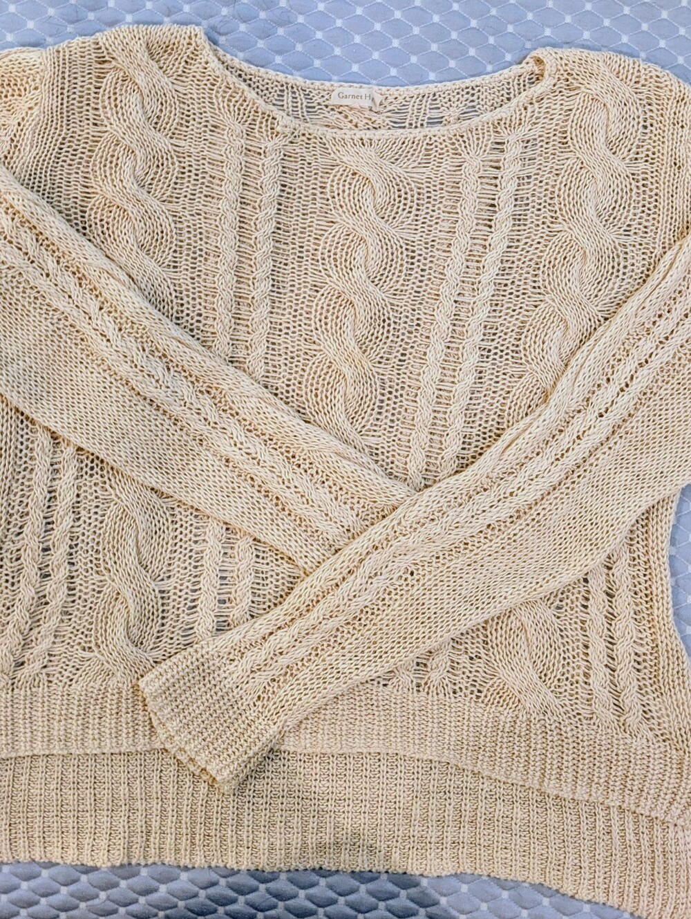 Garnet Hill Linen Cotton Blend Open Weave Sweater - Picture 2 of 4